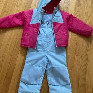 Columbia girls 4T snow bib and jacket